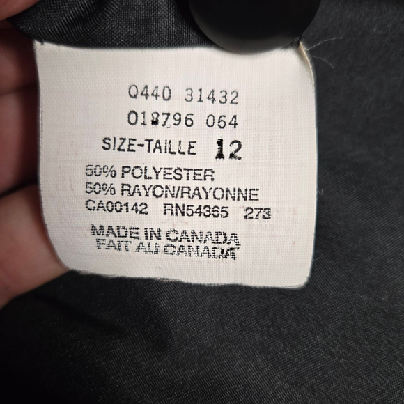 1990s Vintage Charcoal Gray Pink Plaid Boxy Power Suit Blazer Jacket Size 10P - Picture 5 of 7